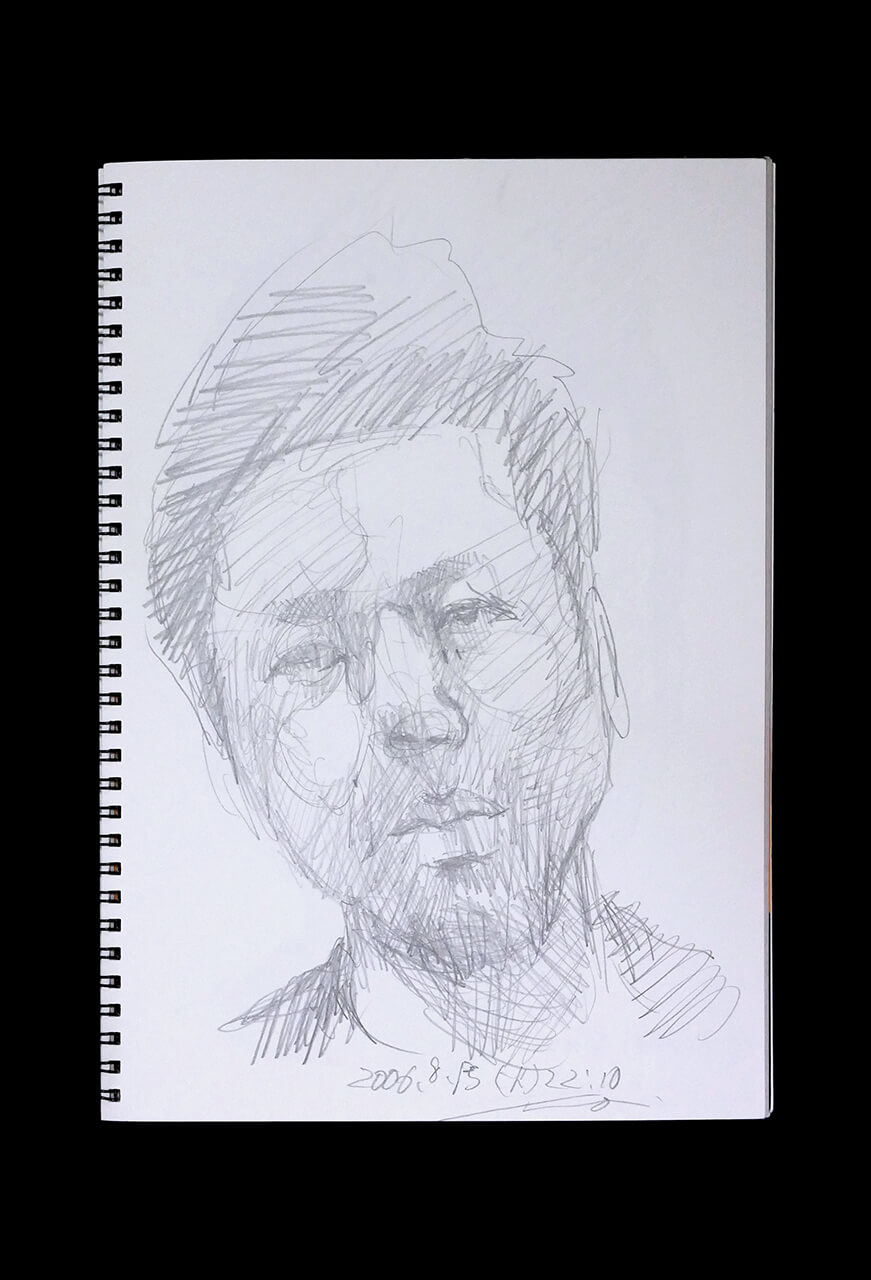 Contemporary artist SHINTAKU Tomoni's 2006/8/15 Self-portrait or pencil drawing