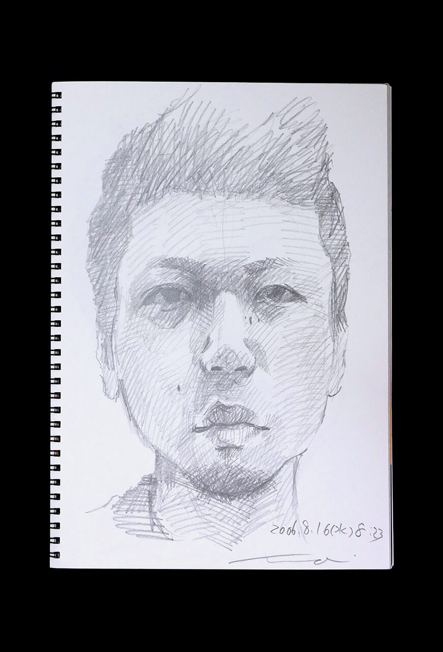 Contemporary artist SHINTAKU Tomoni's 2006/8/16 Self-portrait or pencil drawing