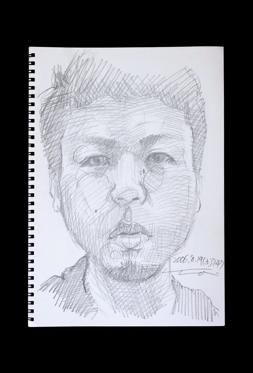 Contemporary artist SHINTAKU Tomoni's 2006/8/19 Self-portrait or pencil drawing