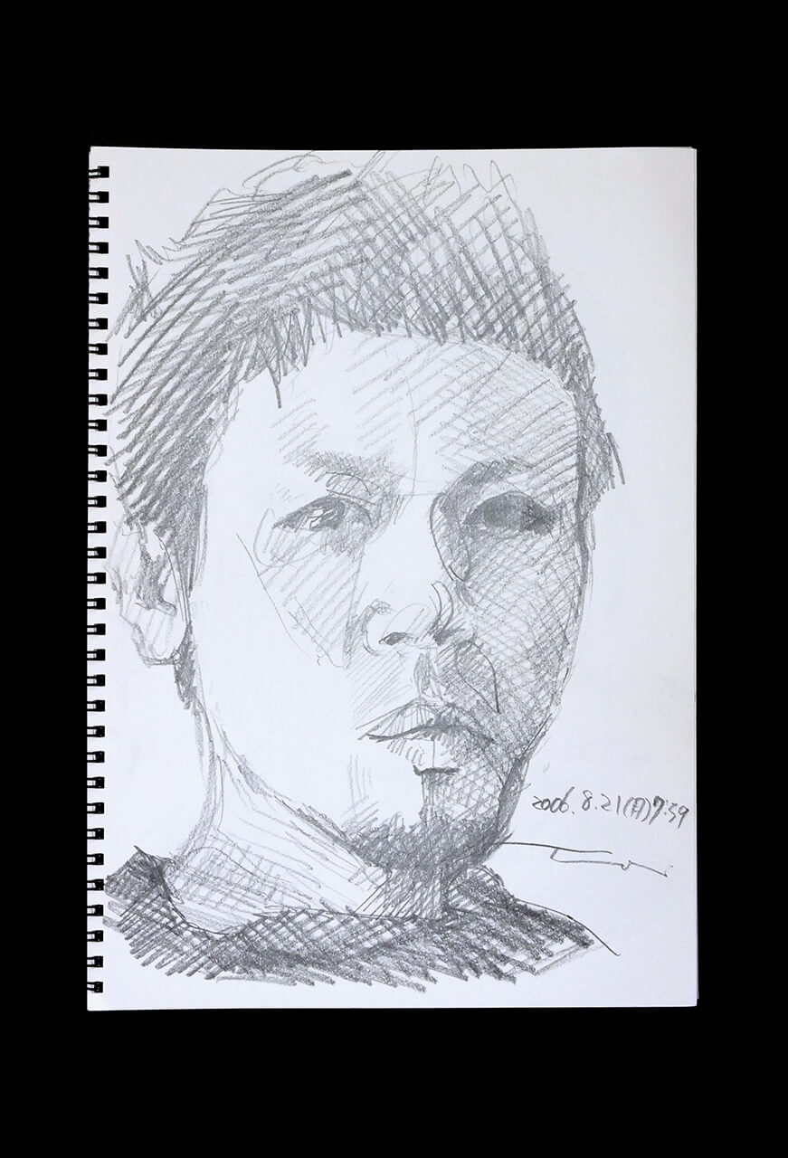Contemporary artist SHINTAKU Tomoni's 2006/8/21 Self-portrait or pencil drawing