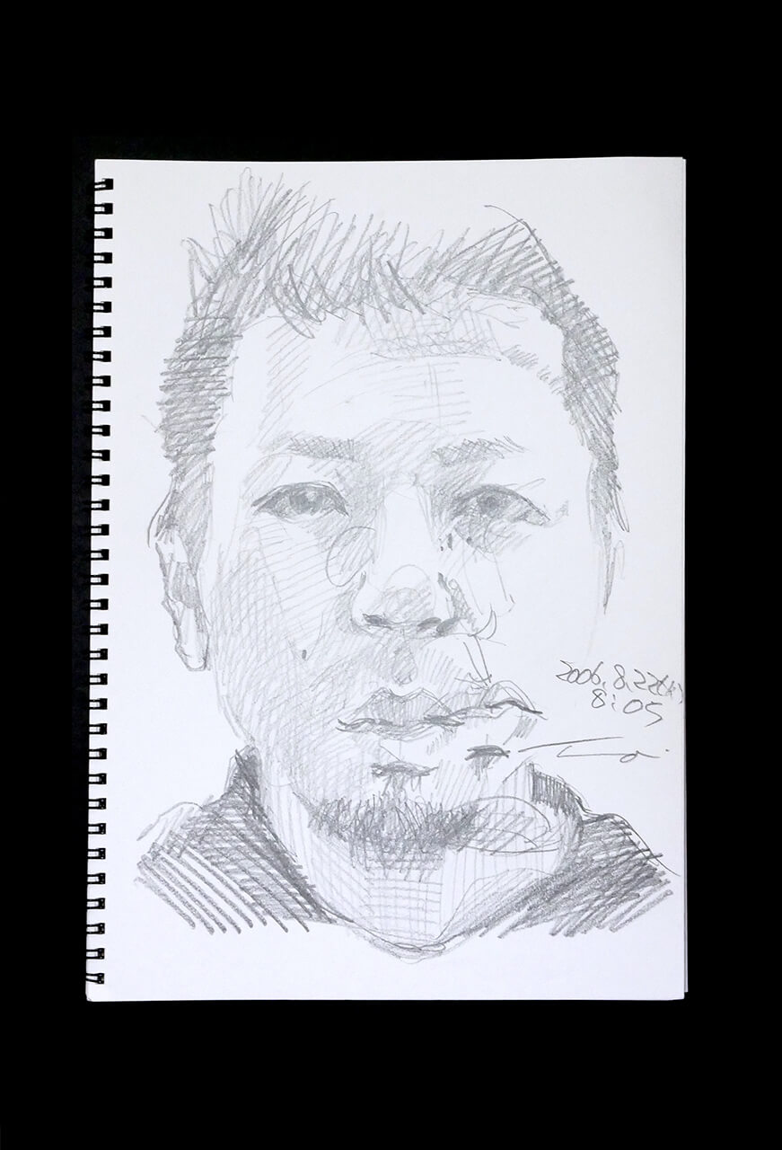 Contemporary artist SHINTAKU Tomoni's 2006/8/22 Self-portrait or pencil drawing