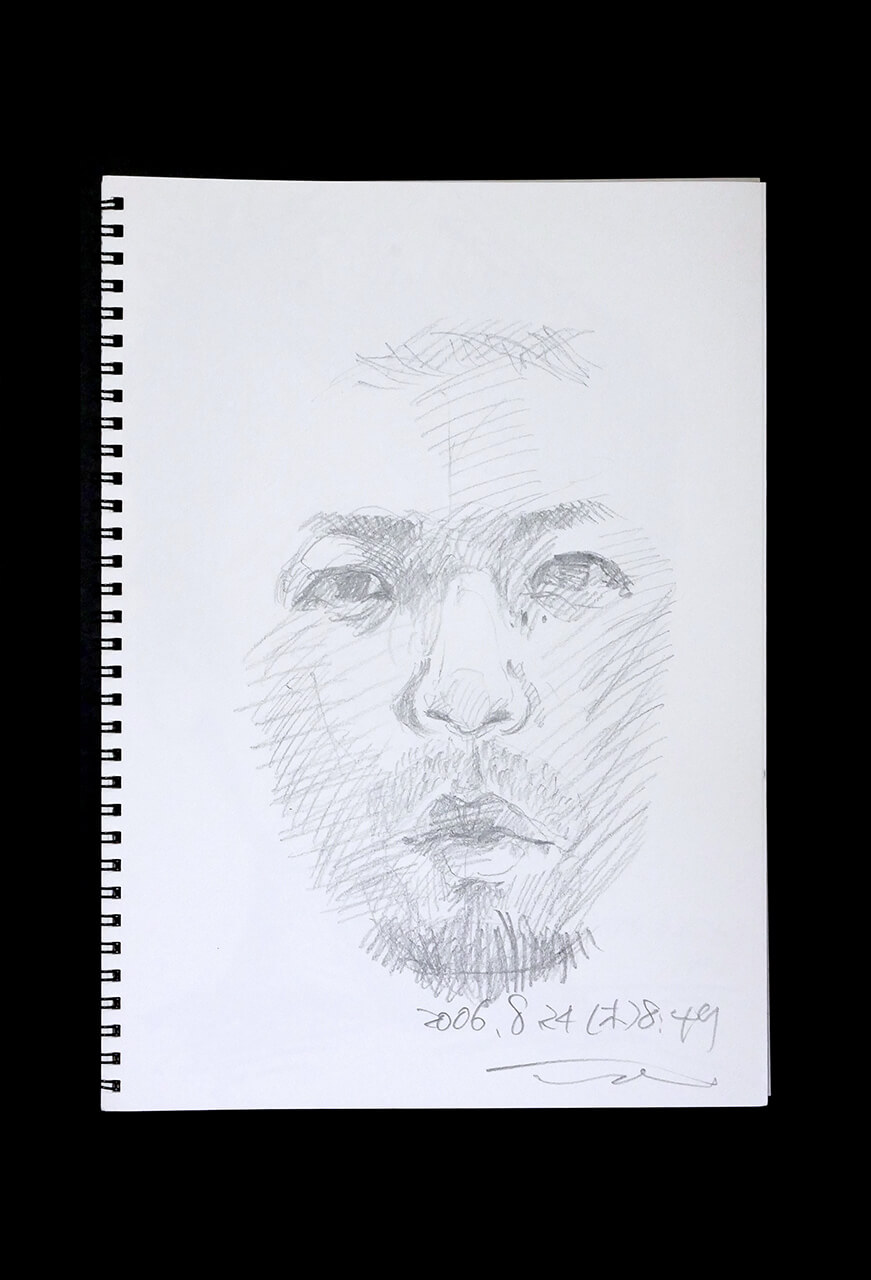 Contemporary artist SHINTAKU Tomoni's 2006/8/24 Self-portrait or pencil drawing