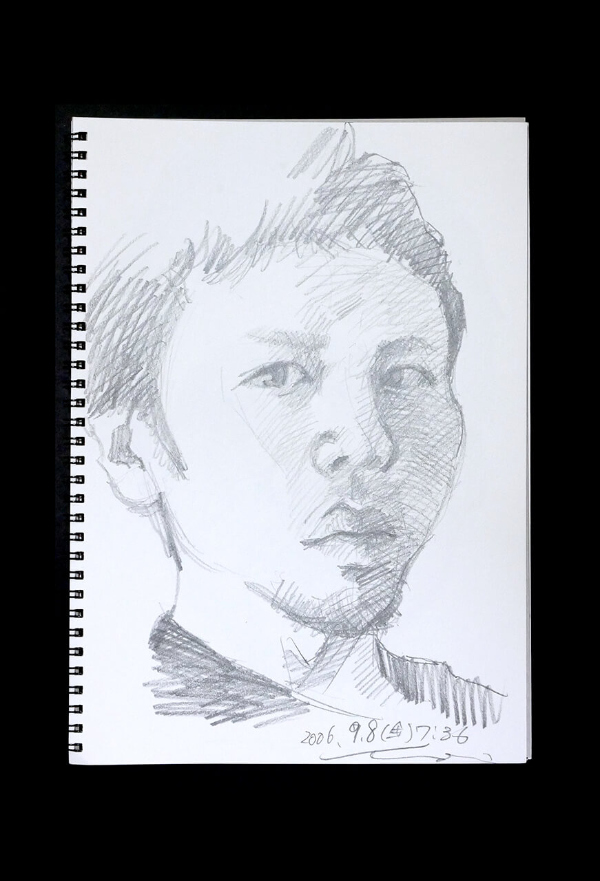 Contemporary artist SHINTAKU Tomoni's 2006/9/8 Self-portrait or pencil drawing