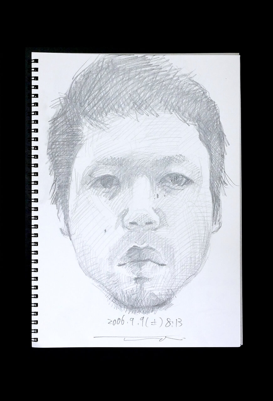 Contemporary artist SHINTAKU Tomoni's 2006/9/9 Self-portrait or pencil drawing