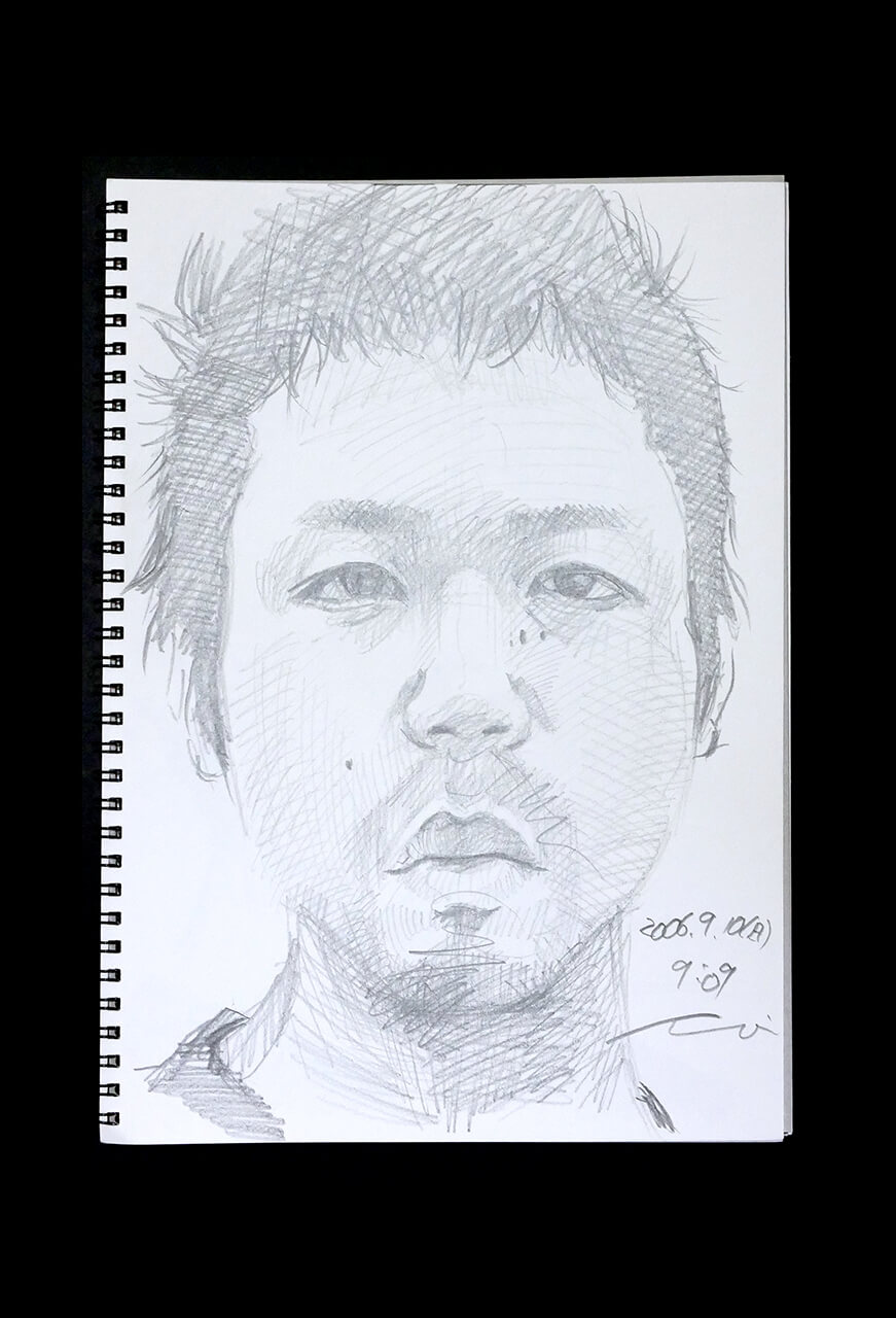 Contemporary artist SHINTAKU Tomoni's 2006/9/10 Self-portrait or pencil drawing