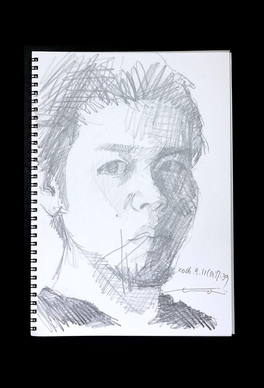 Contemporary artist SHINTAKU Tomoni's 2006/9/11 Self-portrait or pencil drawing