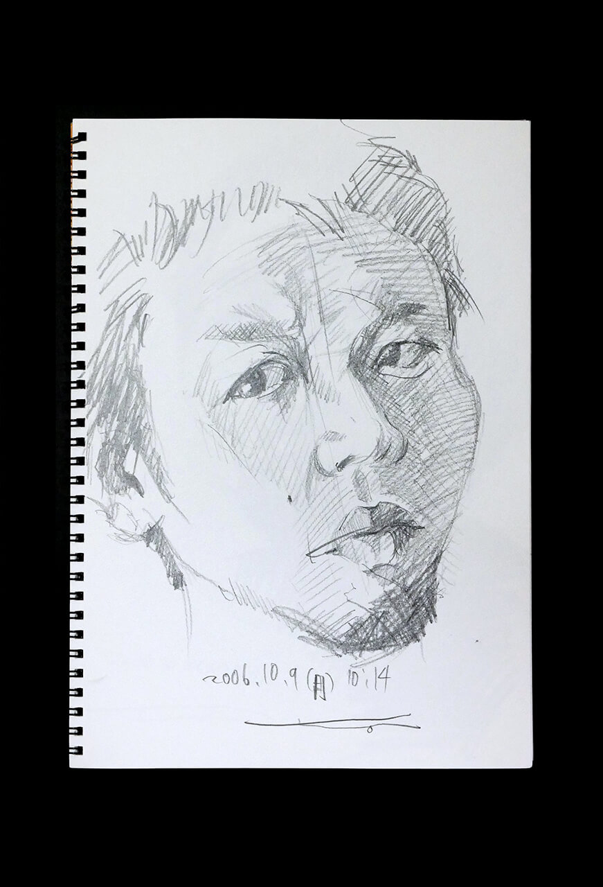 Contemporary artist SHINTAKU Tomoni's 2006/10/9 Self-portrait or pencil drawing