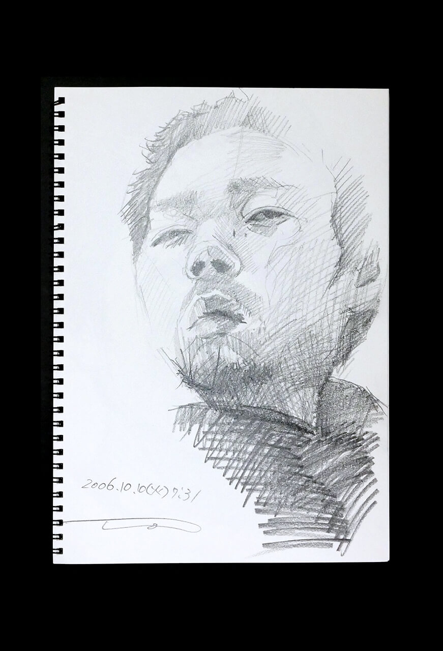 Contemporary artist SHINTAKU Tomoni's 2006/10/10 Self-portrait or pencil drawing