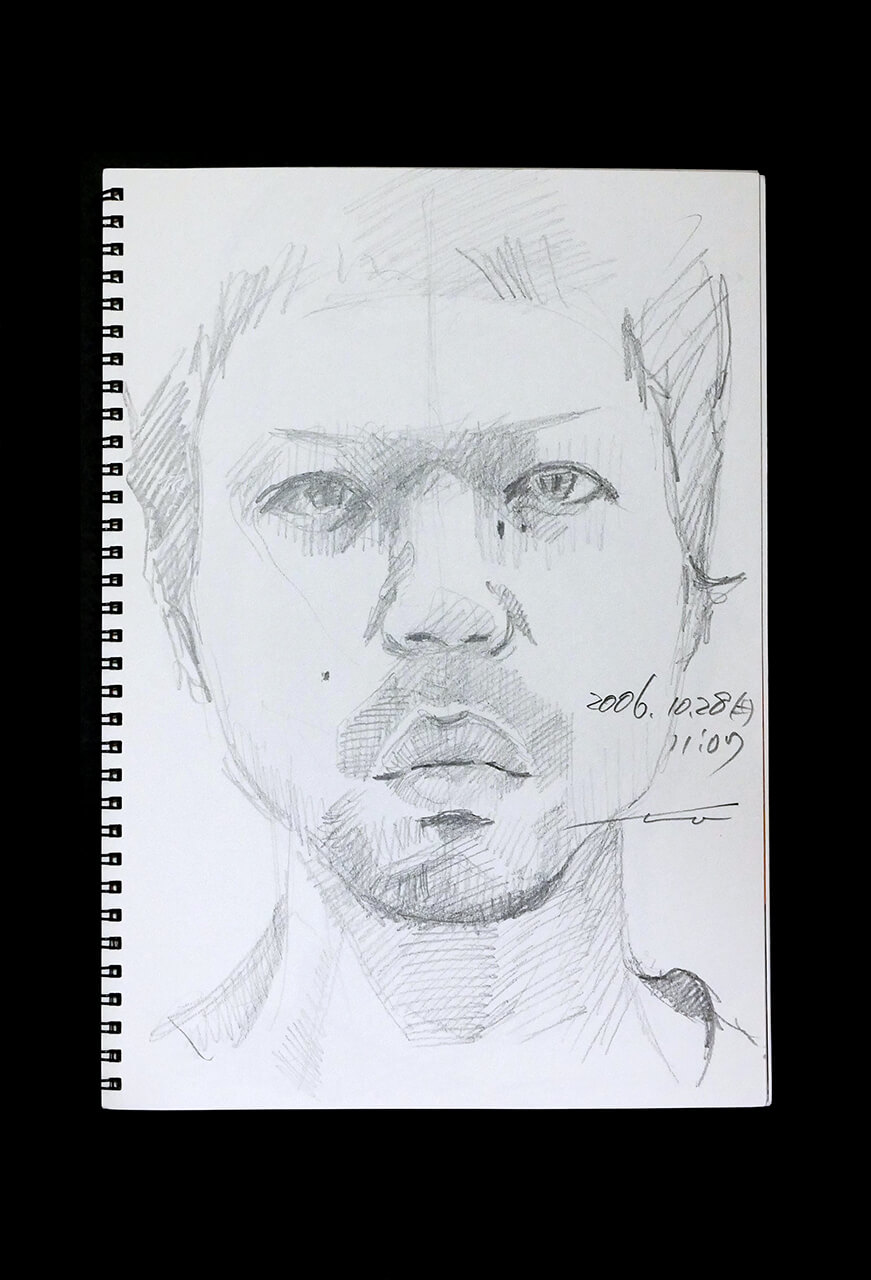 Contemporary artist SHINTAKU Tomoni's 2006/10/28 Self-portrait or pencil drawing
