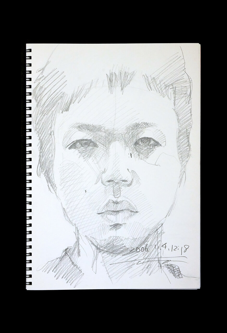 Contemporary artist SHINTAKU Tomoni's 2006/11/4 Self-portrait or pencil drawing