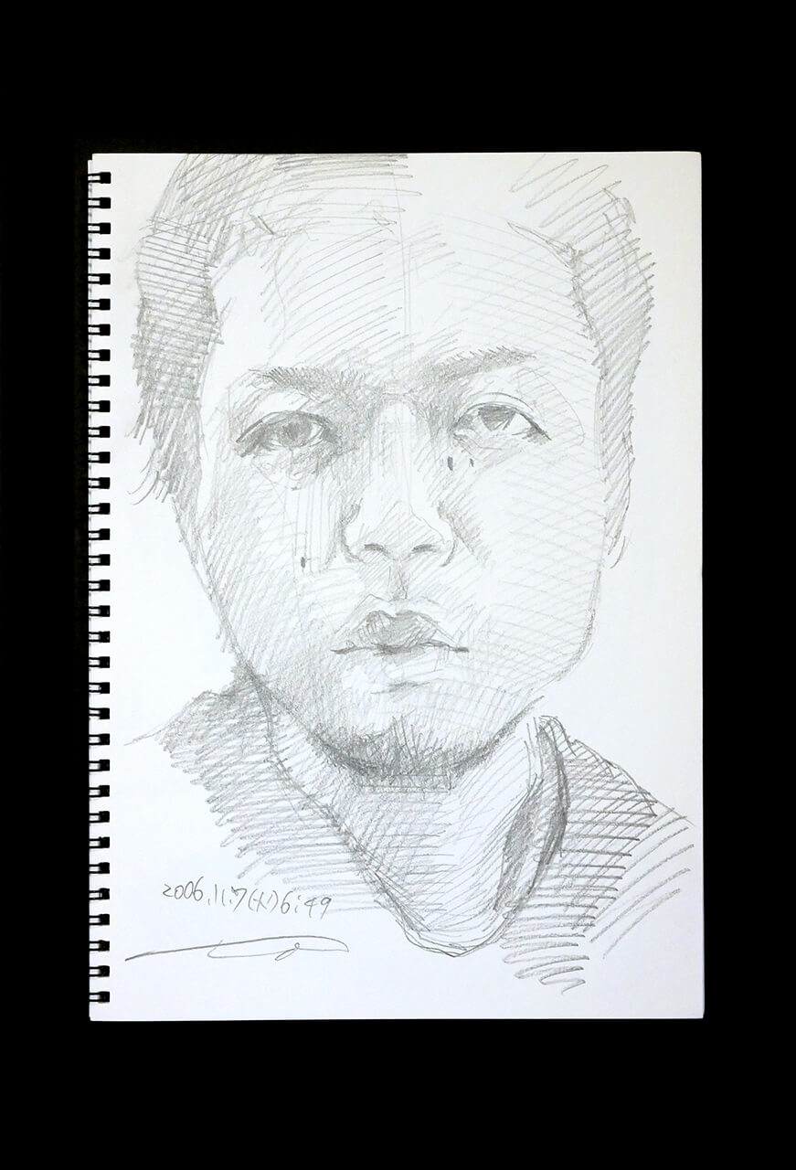 Contemporary artist SHINTAKU Tomoni's 2006/11/7 Self-portrait or pencil drawing