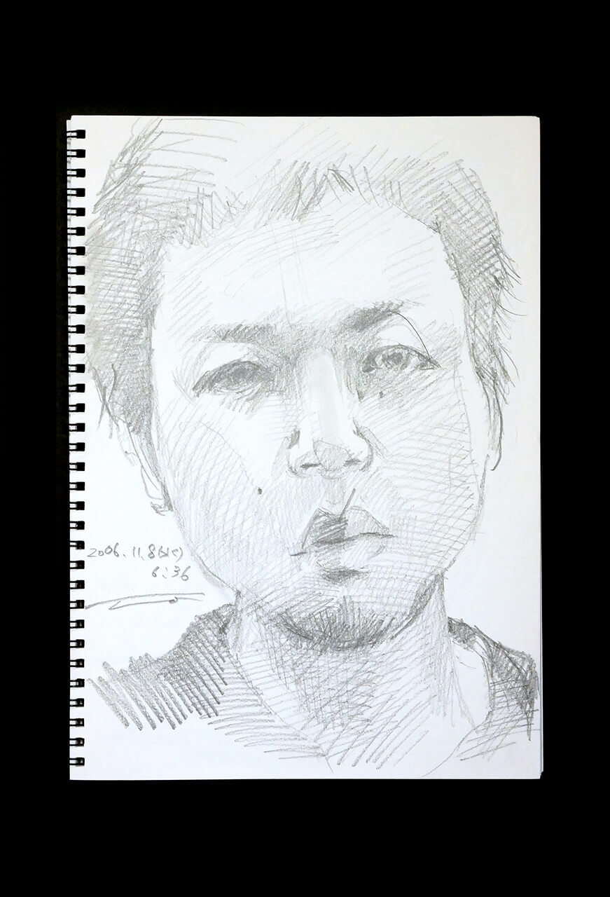 Contemporary artist SHINTAKU Tomoni's 2006/11/8 Self-portrait or pencil drawing