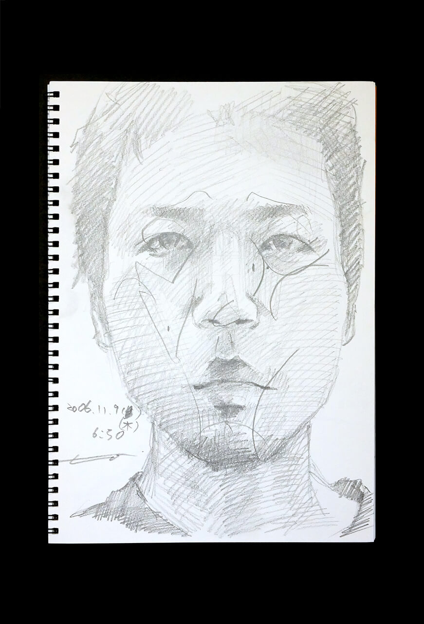 Contemporary artist SHINTAKU Tomoni's 2006/11/9 Self-portrait or pencil drawing