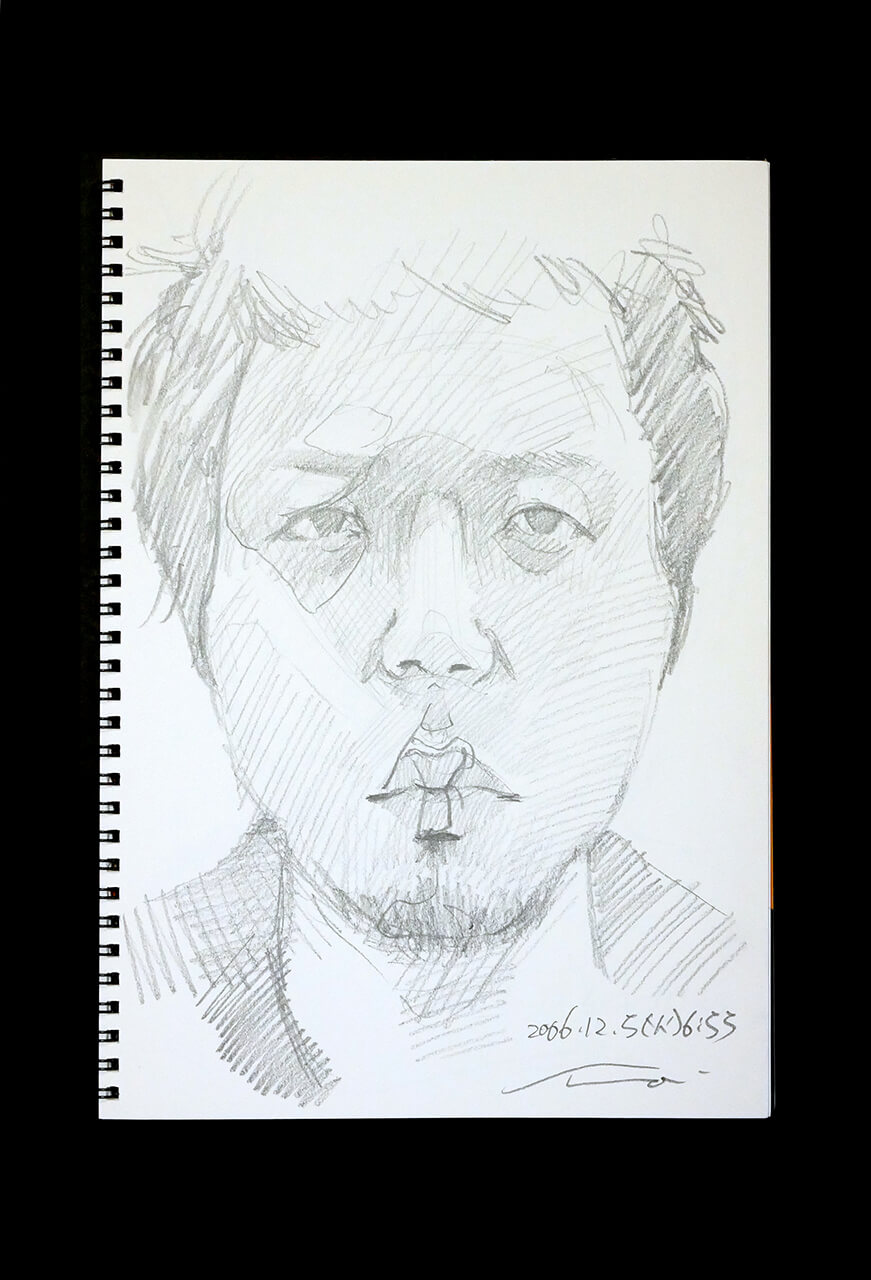 Contemporary artist SHINTAKU Tomoni's 2006/12/5 Self-portrait or pencil drawing