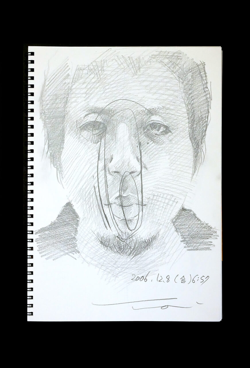Contemporary artist SHINTAKU Tomoni's 2006/12/8 Self-portrait or pencil drawing