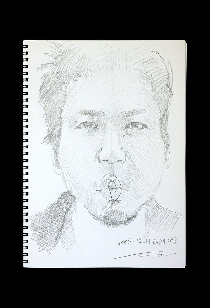 Contemporary artist SHINTAKU Tomoni's 2006/12/13 Self-portrait or pencil drawing