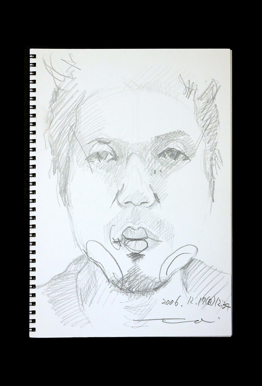 Contemporary artist SHINTAKU Tomoni's 2006/12/17 Self-portrait or pencil drawing