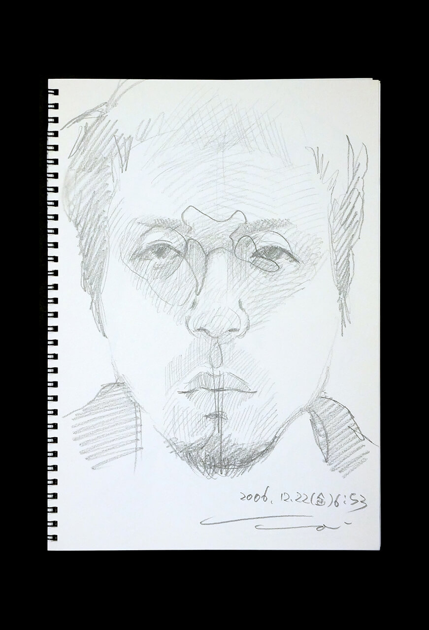 Contemporary artist SHINTAKU Tomoni's 2006/12/22 Self-portrait or pencil drawing