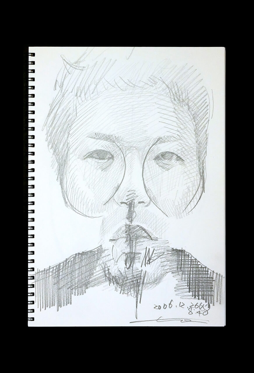 Contemporary artist SHINTAKU Tomoni's 2006/12/26 Self-portrait or pencil drawing