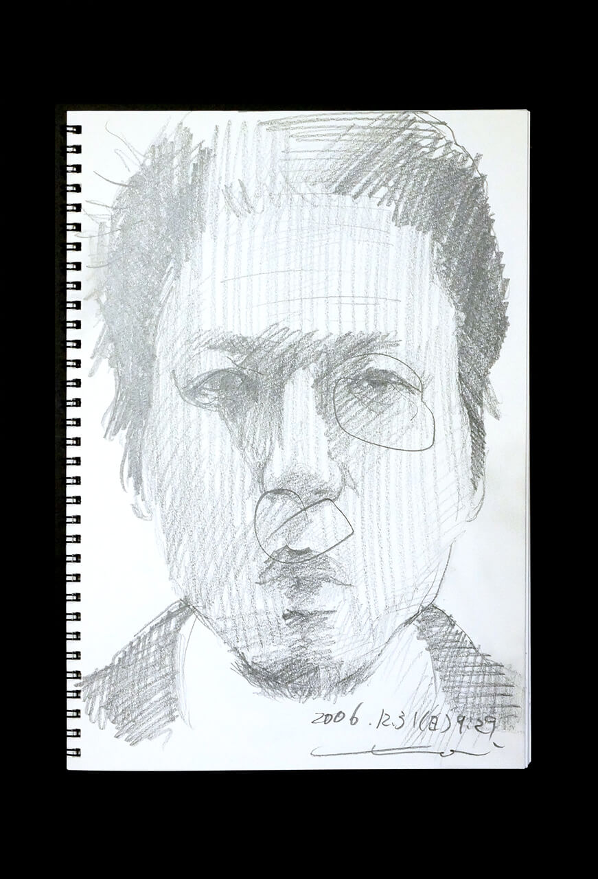 Contemporary artist SHINTAKU Tomoni's 2006/12/31 Self-portrait or pencil drawing