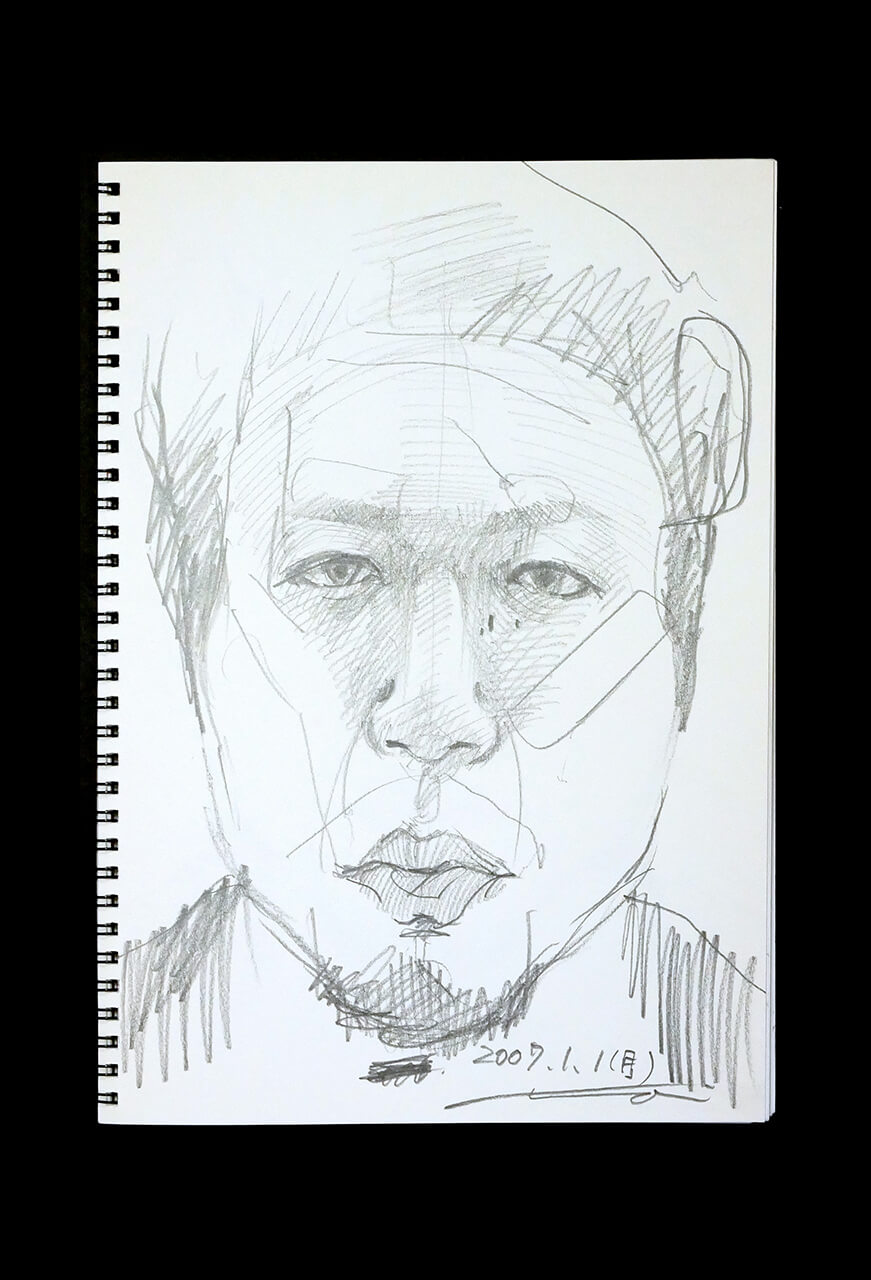 Contemporary artist SHINTAKU Tomoni's 2007/1/1 Self-portrait or pencil drawing