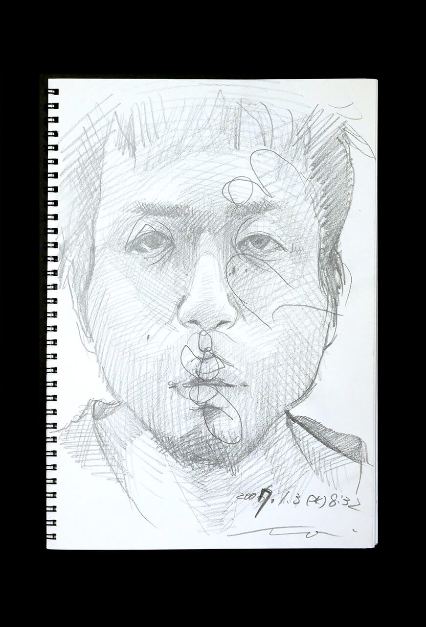 Contemporary artist SHINTAKU Tomoni's 2007/1/3 Self-portrait or pencil drawing