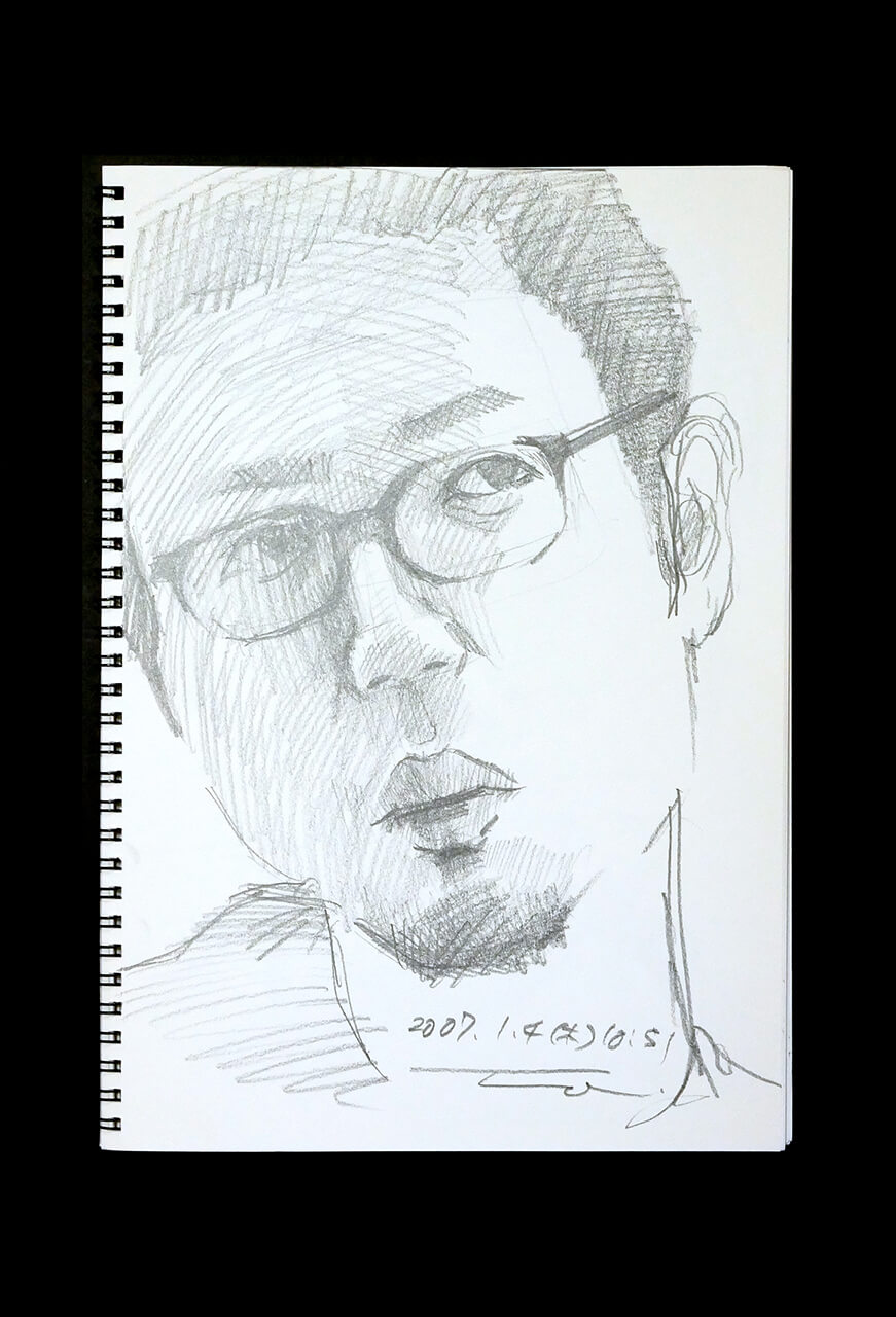 Contemporary artist SHINTAKU Tomoni's 2007/1/4 Self-portrait or pencil drawing