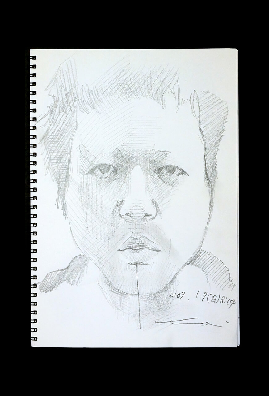 Contemporary artist SHINTAKU Tomoni's 2007/1/7 Self-portrait or pencil drawing