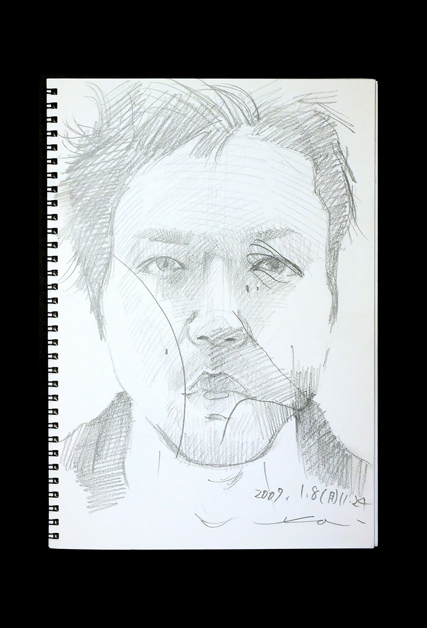 Contemporary artist SHINTAKU Tomoni's 2007/1/8 Self-portrait or pencil drawing