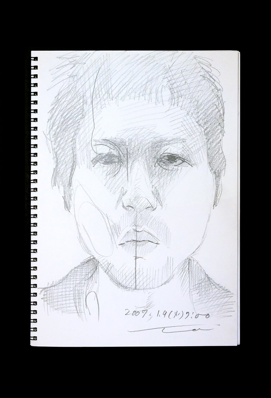 Contemporary artist SHINTAKU Tomoni's 2007/1/9 Self-portrait or pencil drawing
