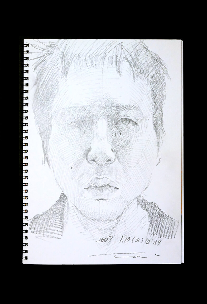 Contemporary artist SHINTAKU Tomoni's 2007/1/10 Self-portrait or pencil drawing