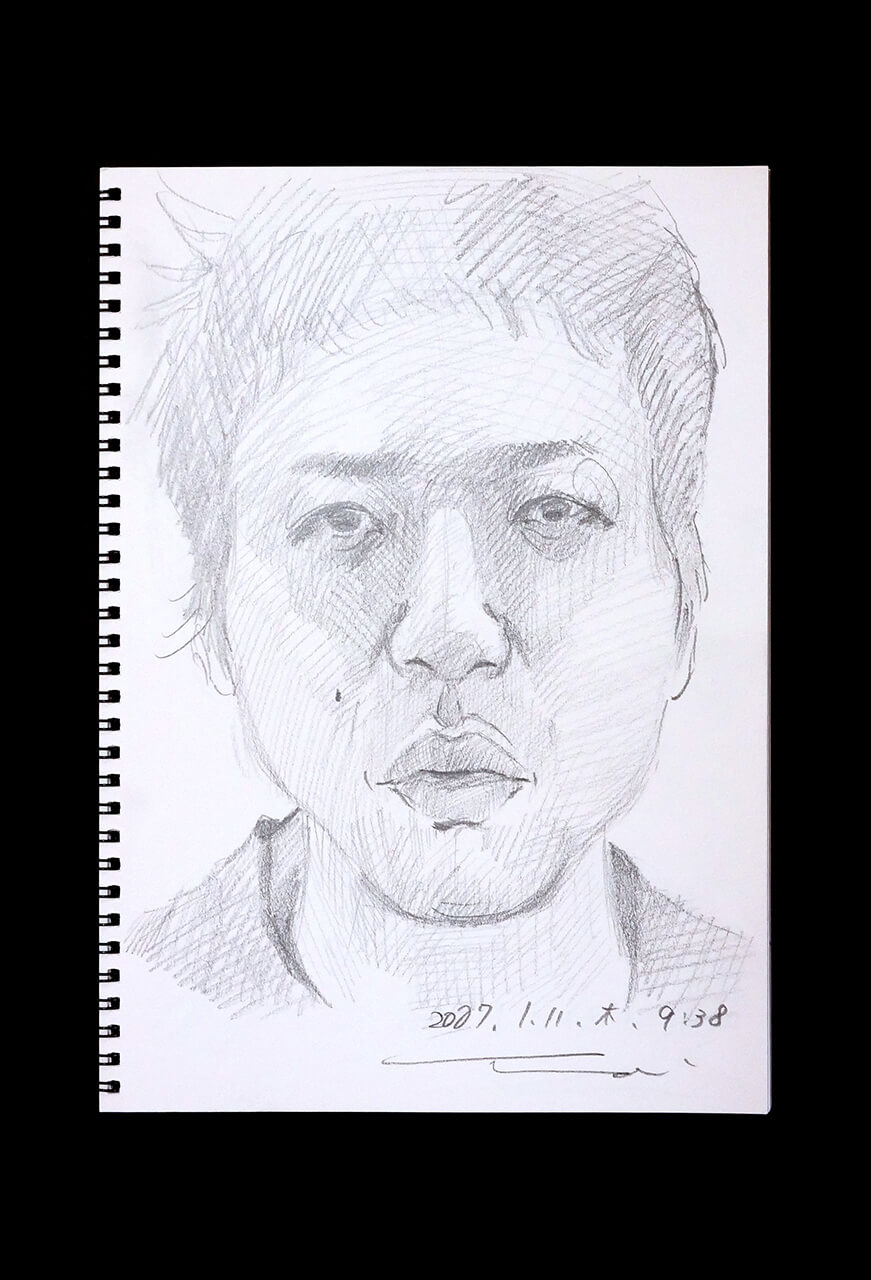 Contemporary artist SHINTAKU Tomoni's 2007/1/11 Self-portrait or pencil drawing