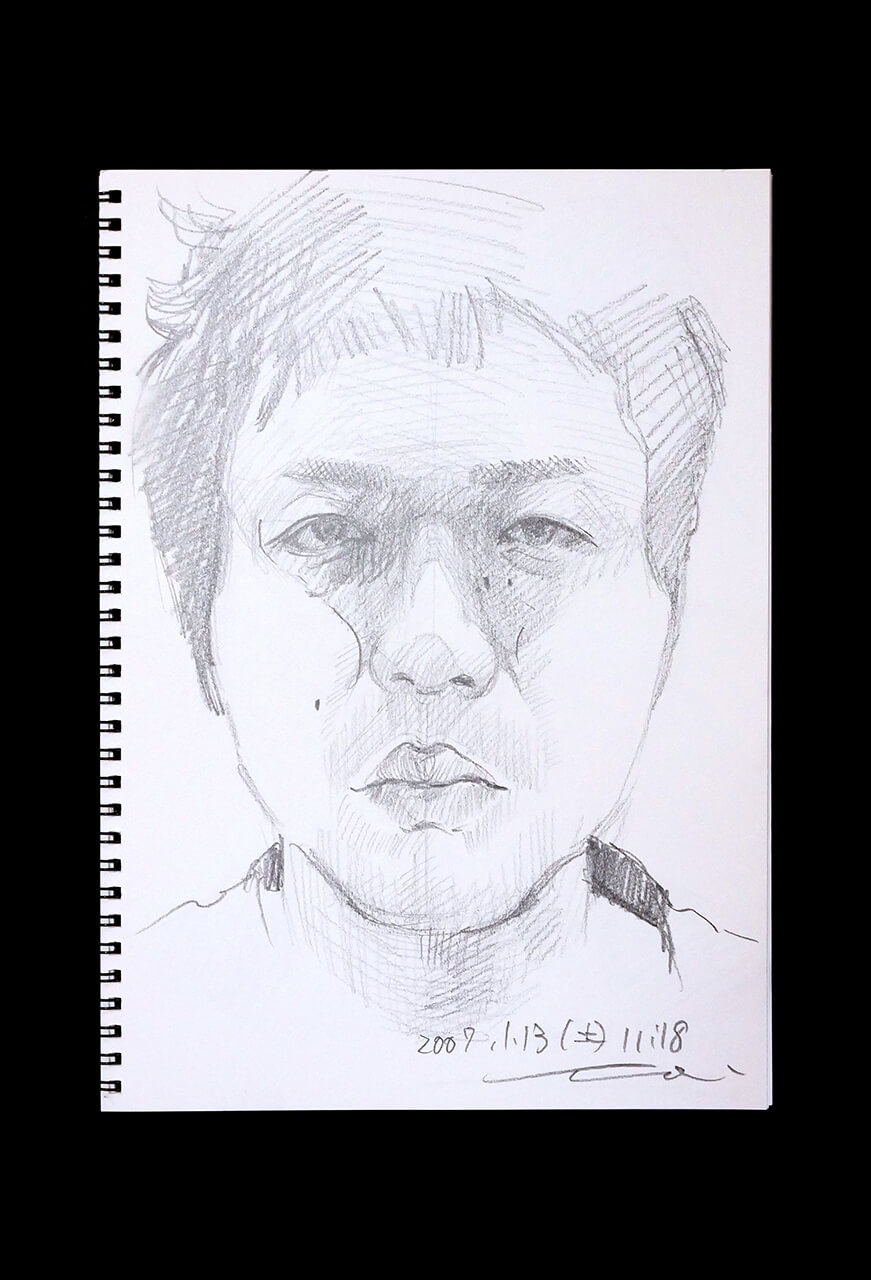 Contemporary artist SHINTAKU Tomoni's 2007/1/13 Self-portrait or pencil drawing