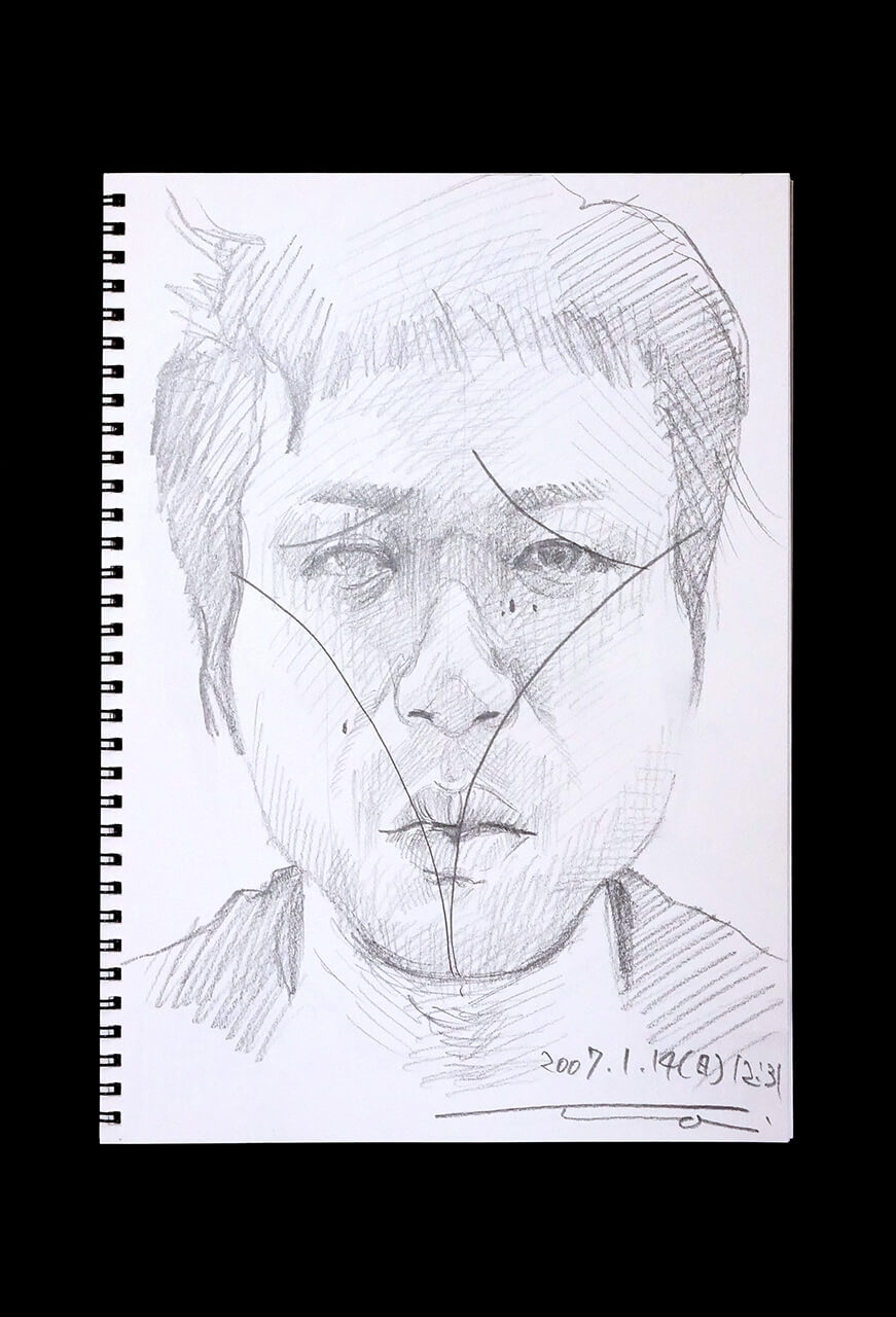 Contemporary artist SHINTAKU Tomoni's 2007/1/14 Self-portrait or pencil drawing
