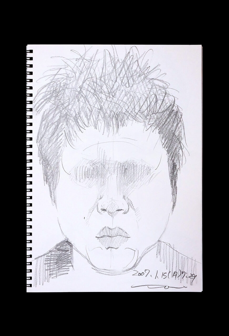 Contemporary artist SHINTAKU Tomoni's 2007/1/15 Self-portrait or pencil drawing