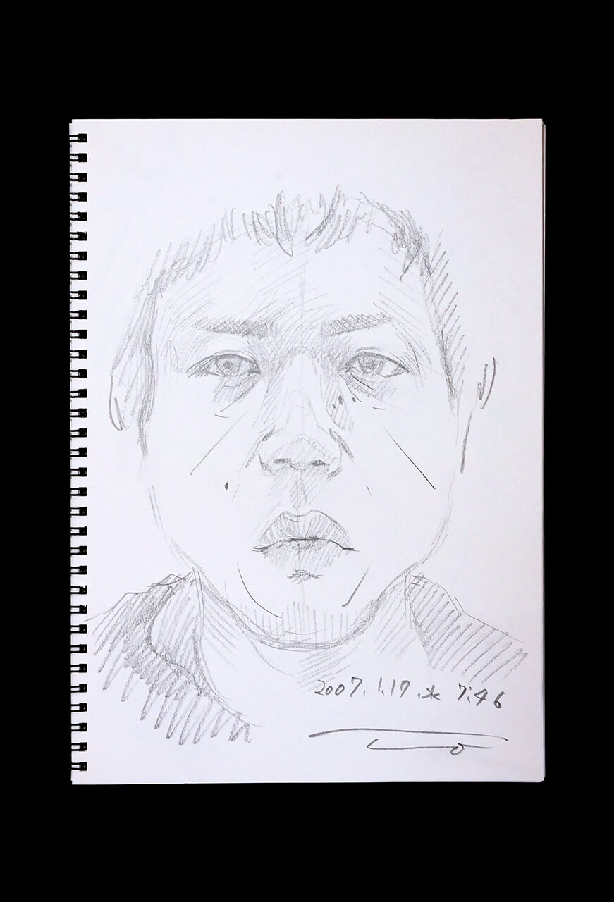 Contemporary artist SHINTAKU Tomoni's 2007/1/17 Self-portrait or pencil drawing