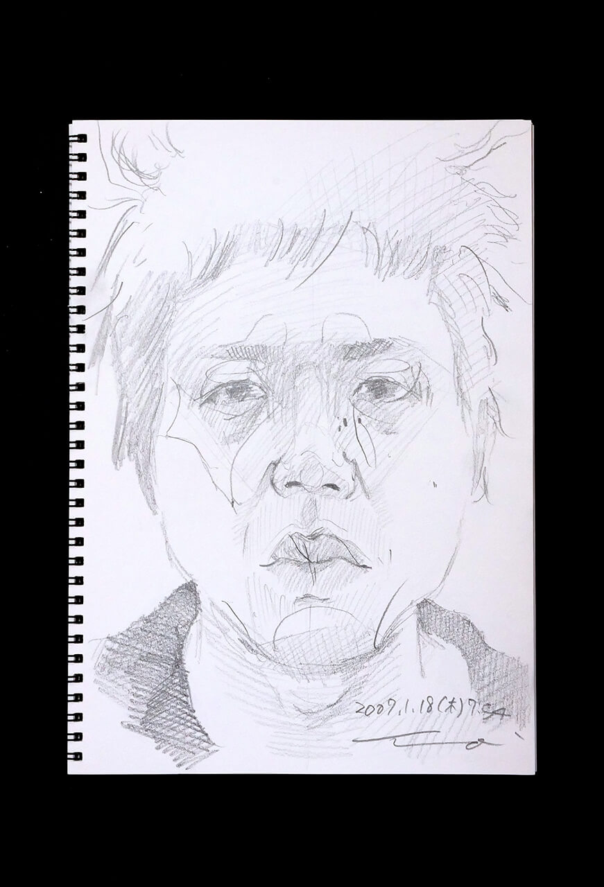 Contemporary artist SHINTAKU Tomoni's 2007/1/18 Self-portrait or pencil drawing