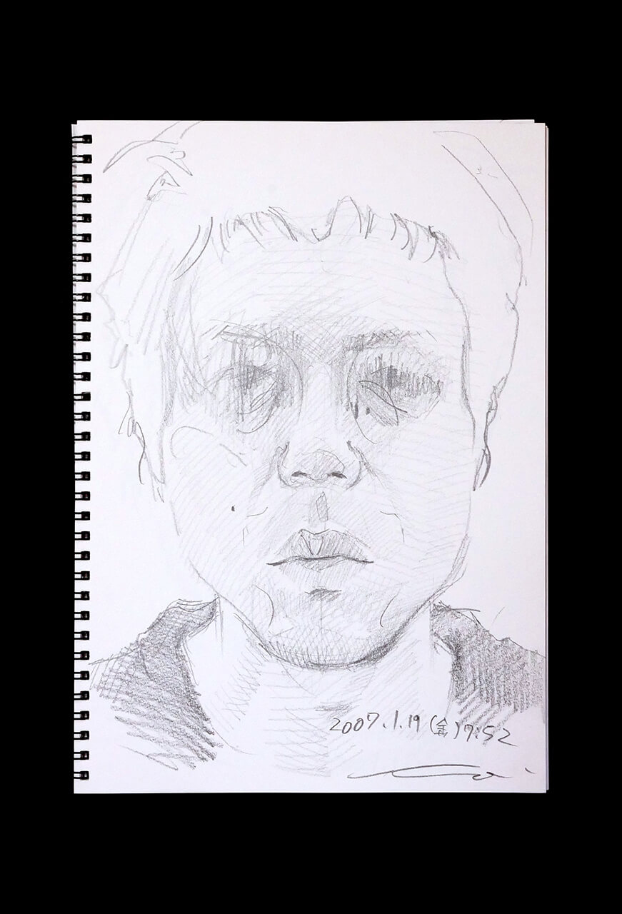 Contemporary artist SHINTAKU Tomoni's 2007/1/19 Self-portrait or pencil drawing