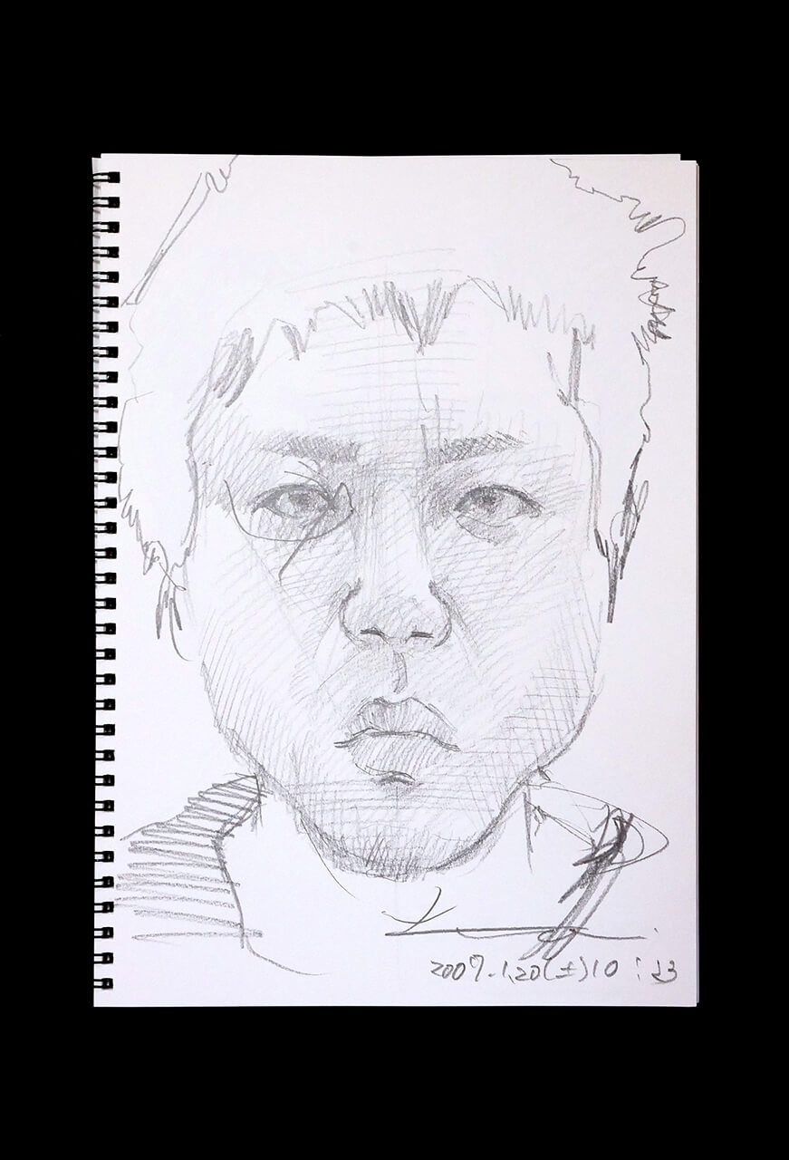 Contemporary artist SHINTAKU Tomoni's 2007/1/20 Self-portrait or pencil drawing