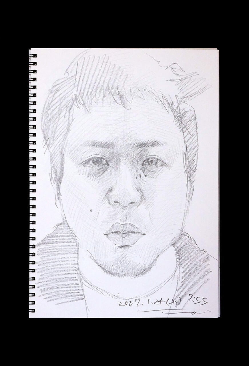Contemporary artist SHINTAKU Tomoni's 2007/1/24 Self-portrait or pencil drawing