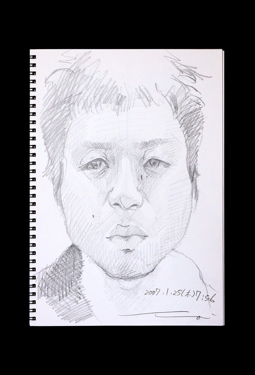 Contemporary artist SHINTAKU Tomoni's 2007/1/25 Self-portrait or pencil drawing