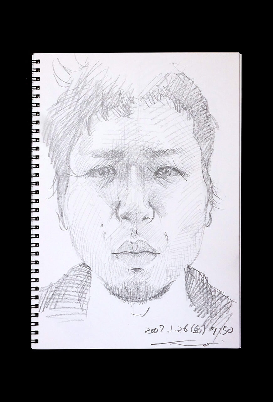 Contemporary artist SHINTAKU Tomoni's 2007/1/26 Self-portrait or pencil drawing