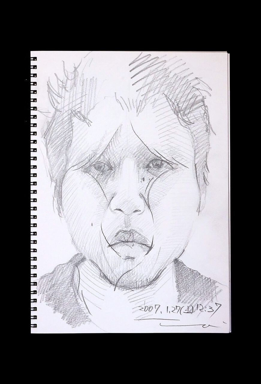 Contemporary artist SHINTAKU Tomoni's 2007/1/27 Self-portrait or pencil drawing