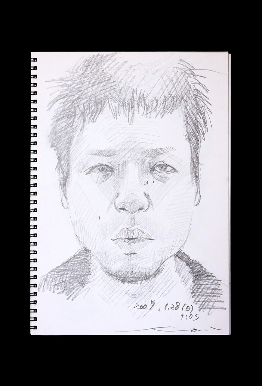 Contemporary artist SHINTAKU Tomoni's 2007/1/28 Self-portrait or pencil drawing