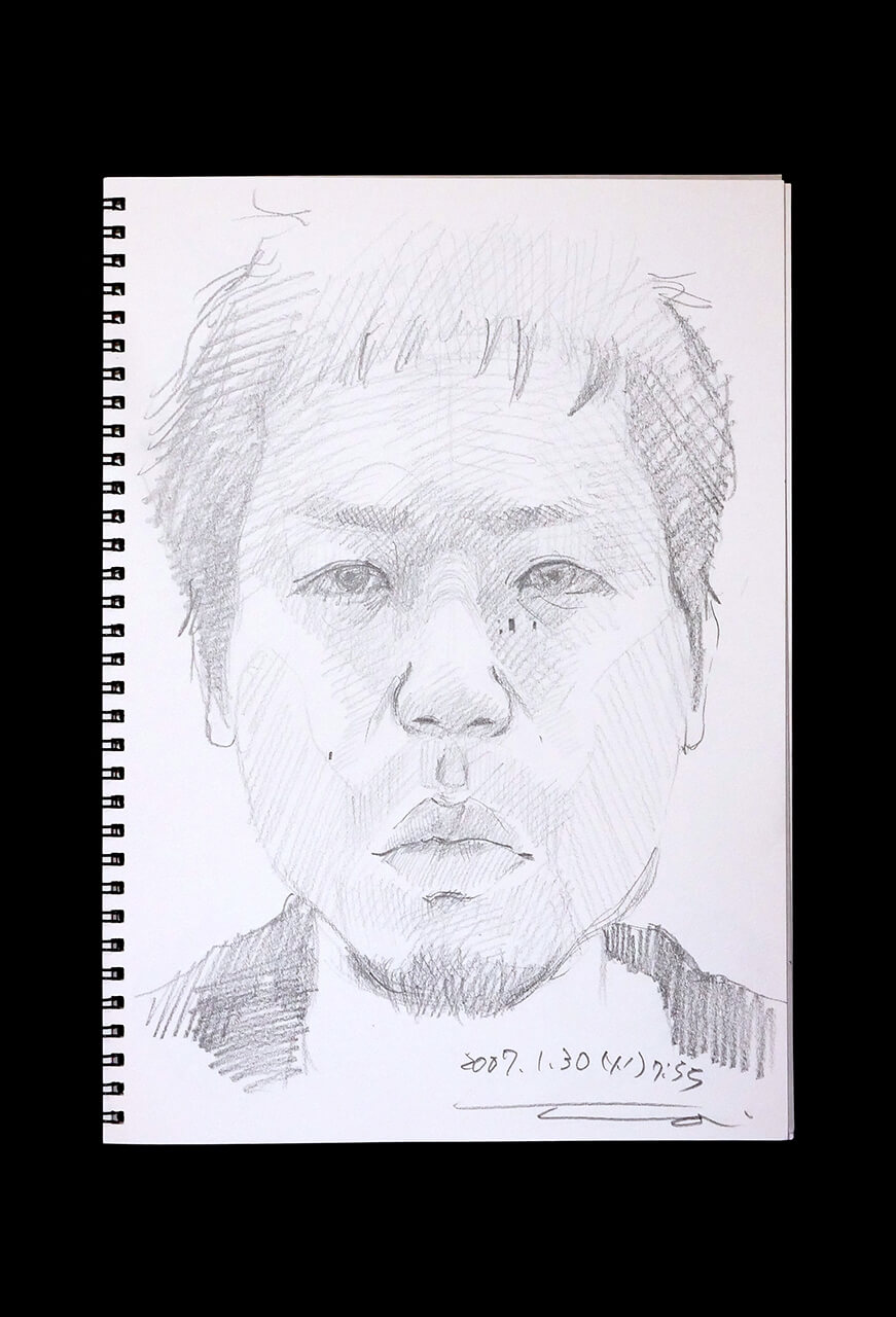 Contemporary artist SHINTAKU Tomoni's 2007/1/30 Self-portrait or pencil drawing