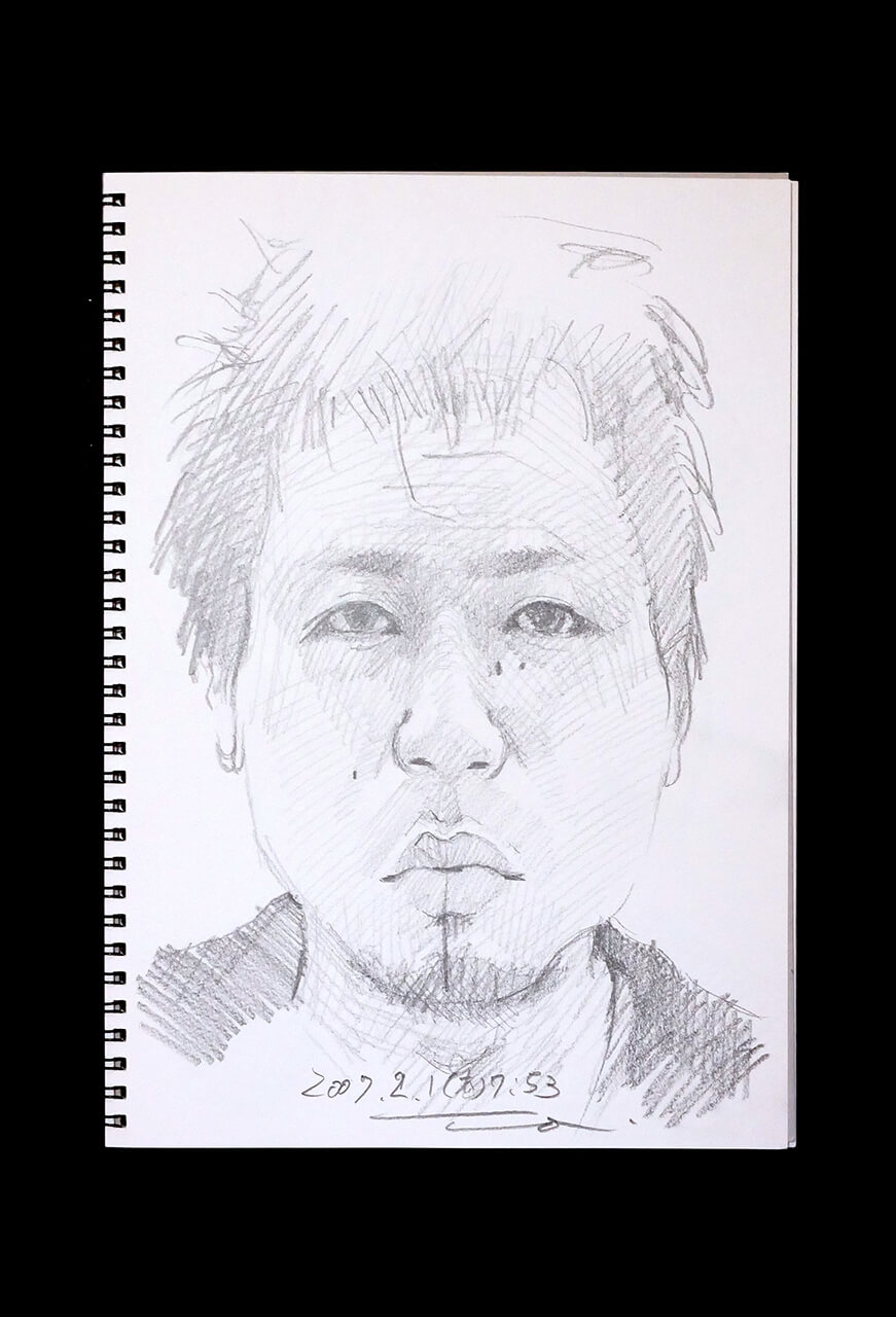 Contemporary artist SHINTAKU Tomoni's 2007/2/1 Self-portrait or pencil drawing