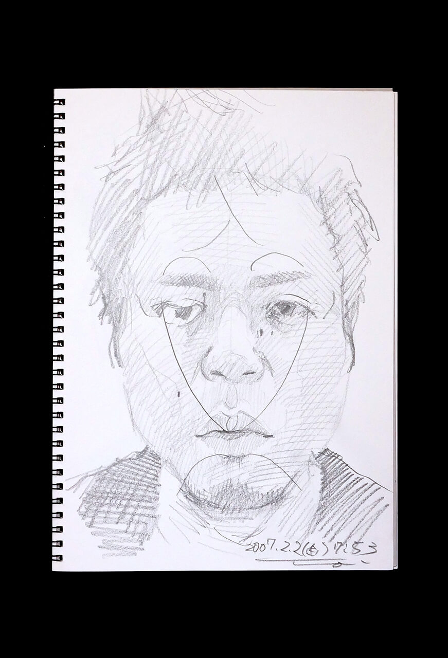 Contemporary artist SHINTAKU Tomoni's 2007/2/2 Self-portrait or pencil drawing