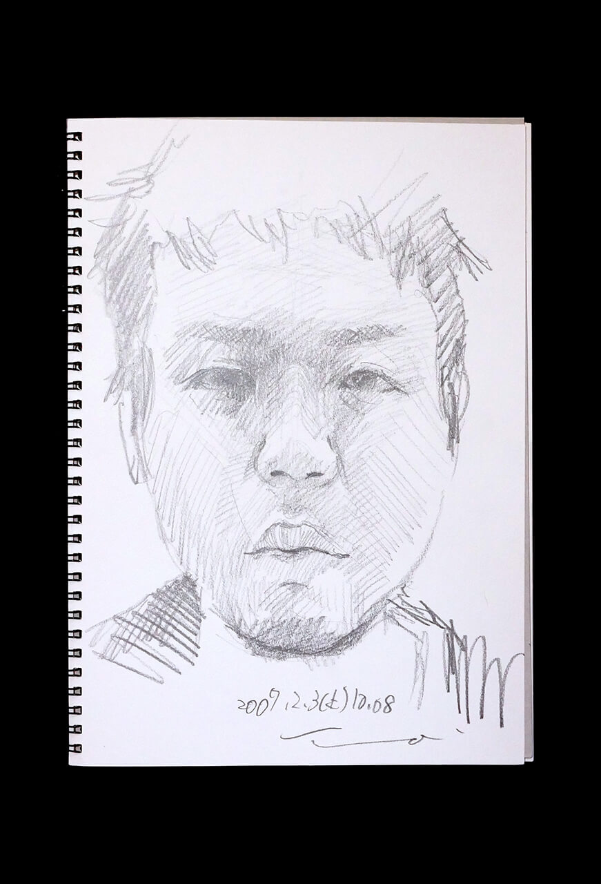 Contemporary artist SHINTAKU Tomoni's 2007/2/3 Self-portrait or pencil drawing