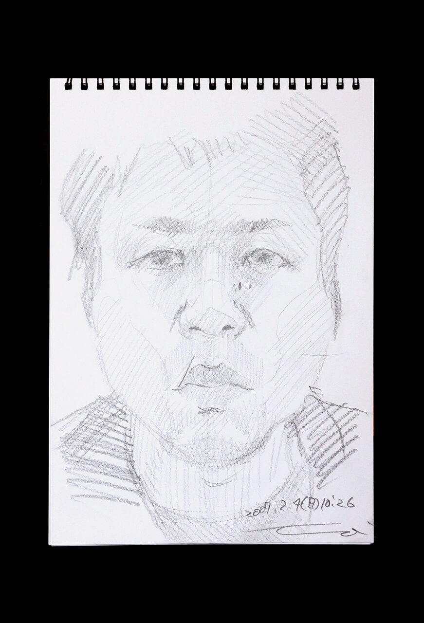 Contemporary artist SHINTAKU Tomoni's 2007/2/4 Self-portrait or pencil drawing