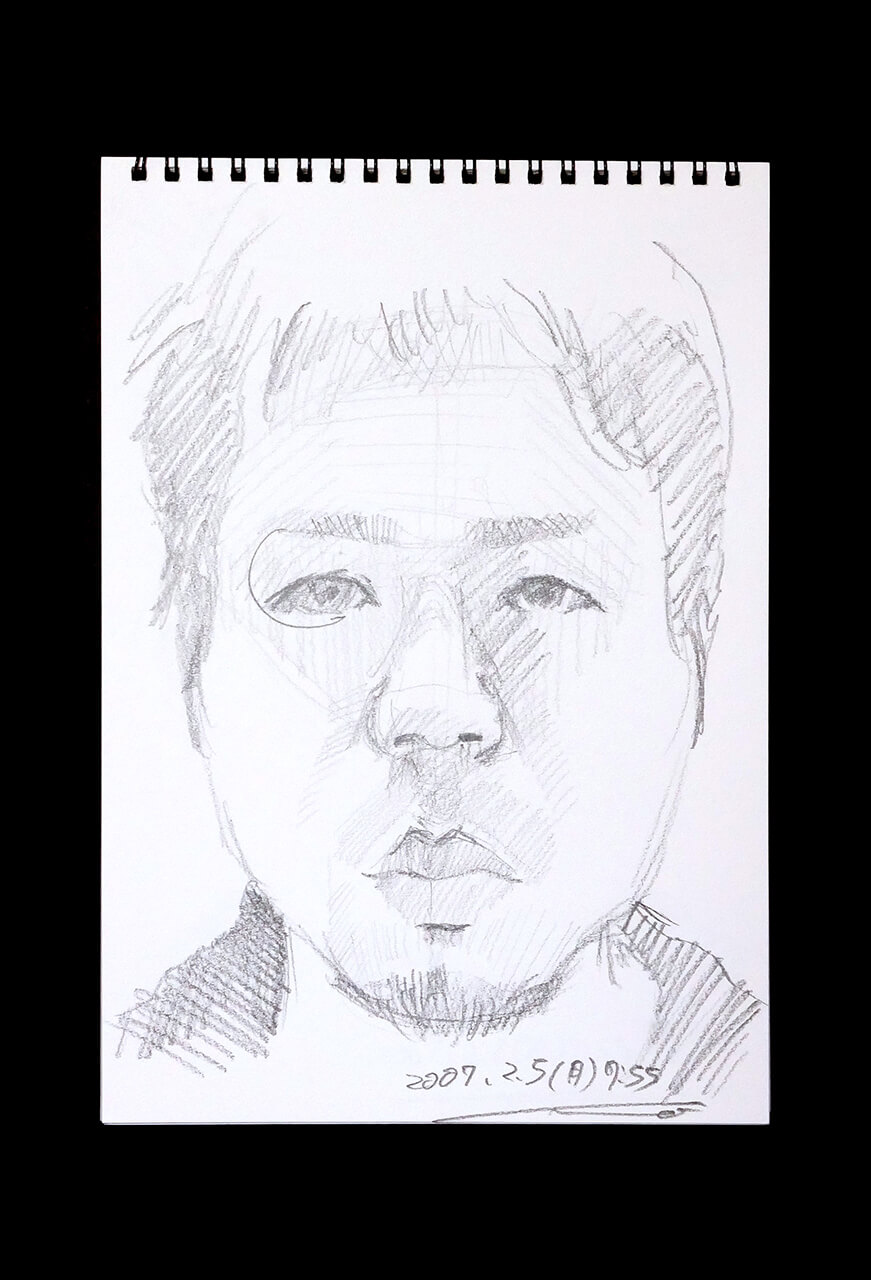 Contemporary artist SHINTAKU Tomoni's 2007/2/5 Self-portrait or pencil drawing